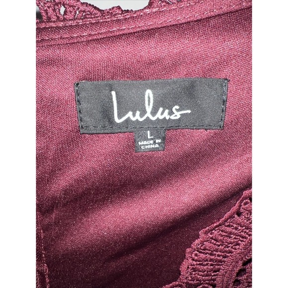 Lulus Angel in Disguise Burgundy Lace Lined Skater Dress Holiday New Year L NEW - Picture 6 of 11